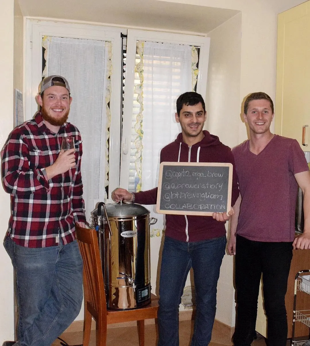 Archive photograph from an imperial porter brew day with fellow homebrewers · 2018